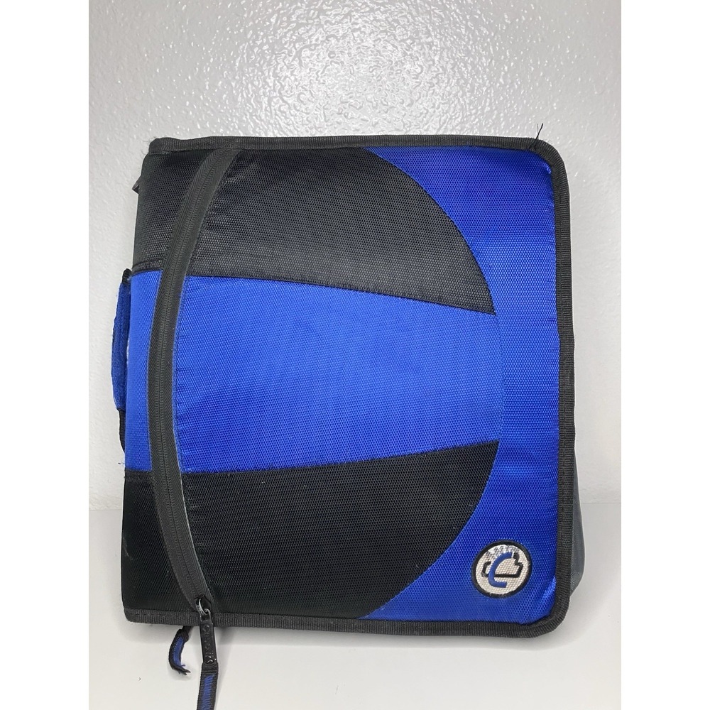 Case-It Dual Ring Zipper Binder Two D-Rings 3-4" Inches Blue & Black
